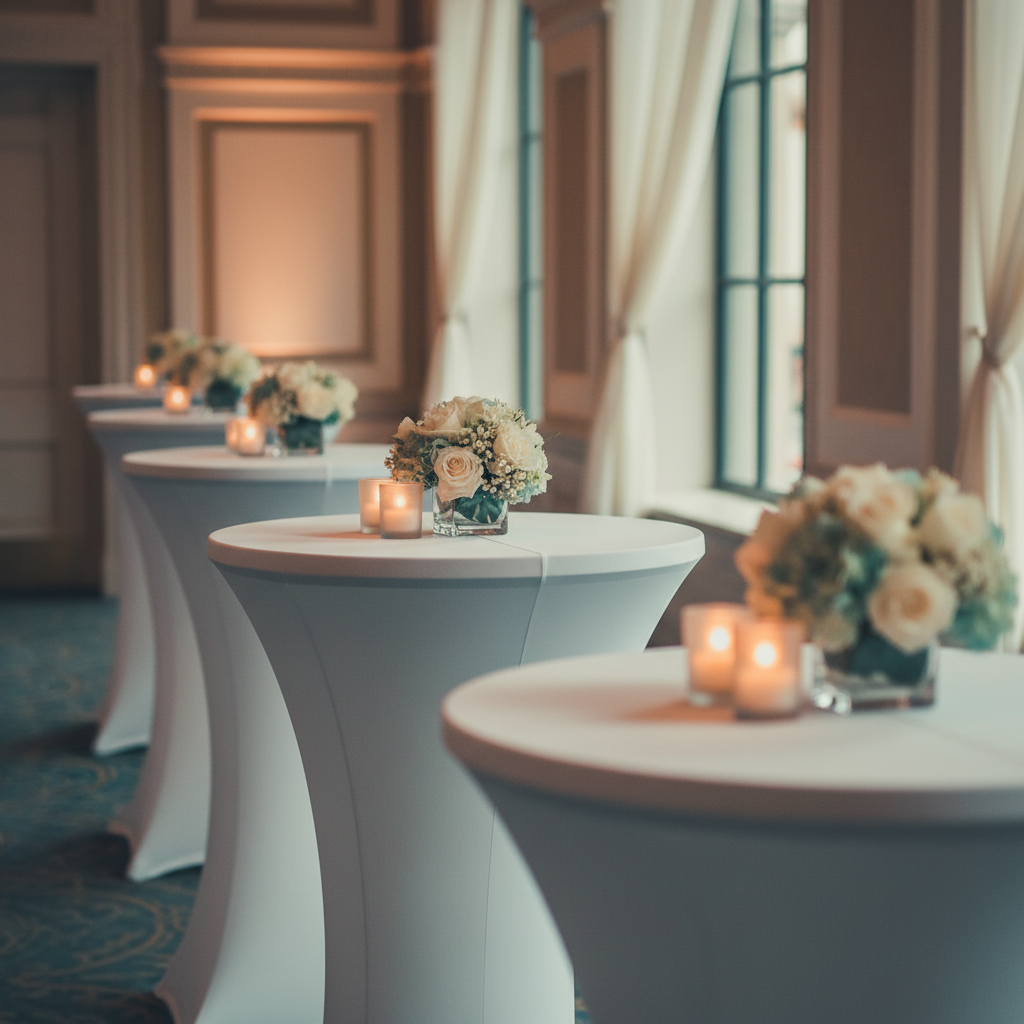 Spandex Cocktail Table Covers for Weddings in Every Venue: A Room-by-Room Guide to Styling High-Top Tables