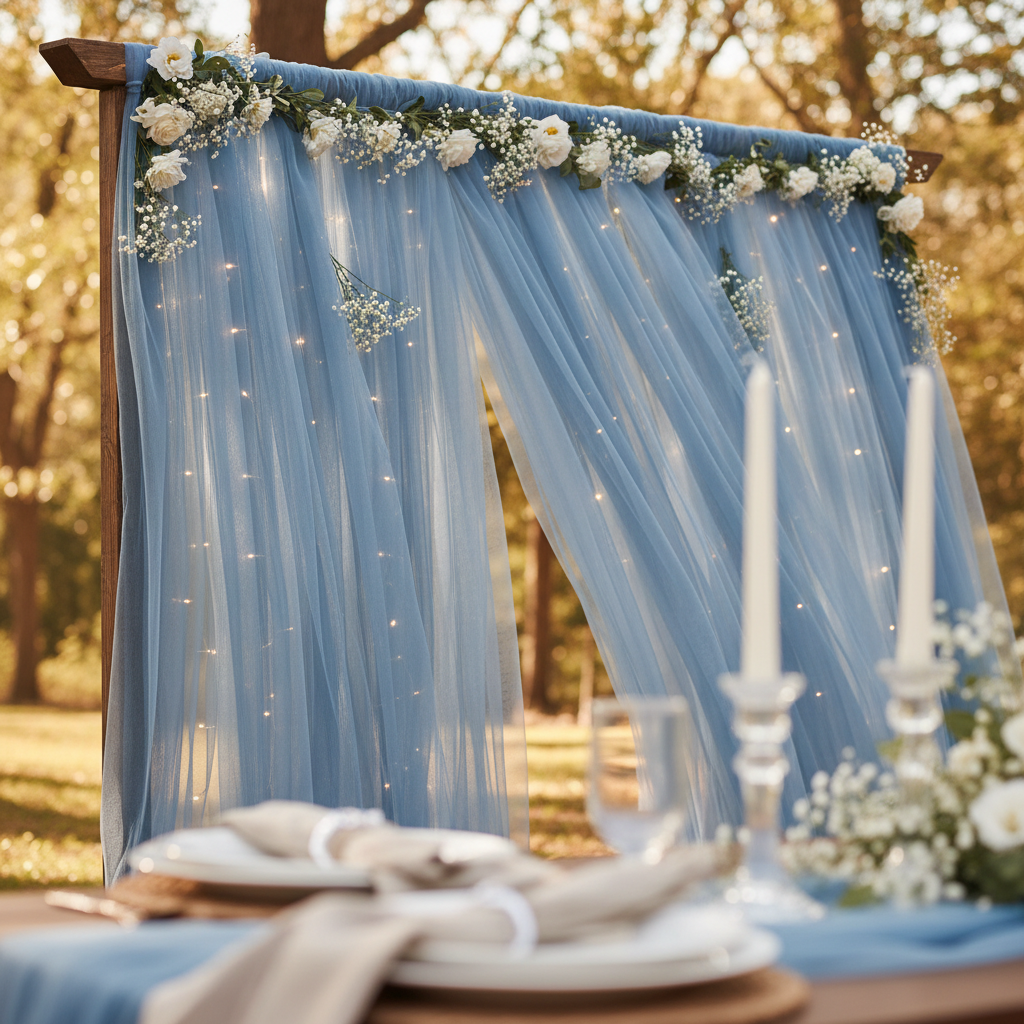 Dusty Blue Tulle Fabric DIY Wedding Backdrop Trends Worth Following — and 3 You Should Skip