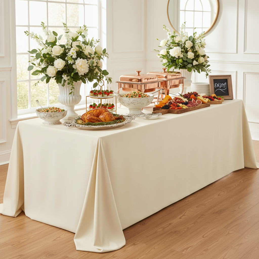 Small Space, Big Impact: How to Use a Polyester Tablecloth Set in a Buffet Party Dining Setup