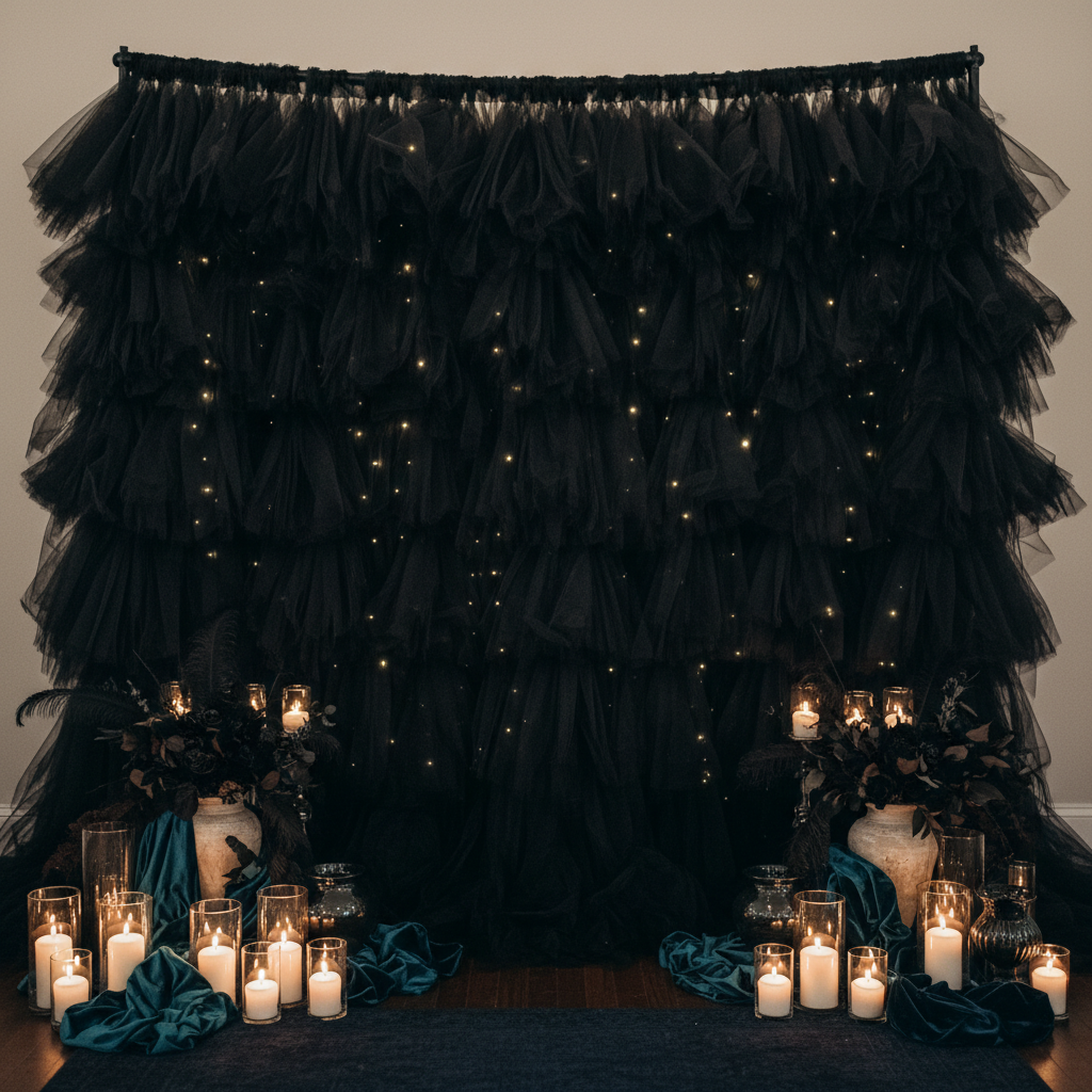 Solving a Flat or Fussy Black Tulle Fabric DIY Wedding Backdrop: Telling Two Setup Problems Apart by What You See