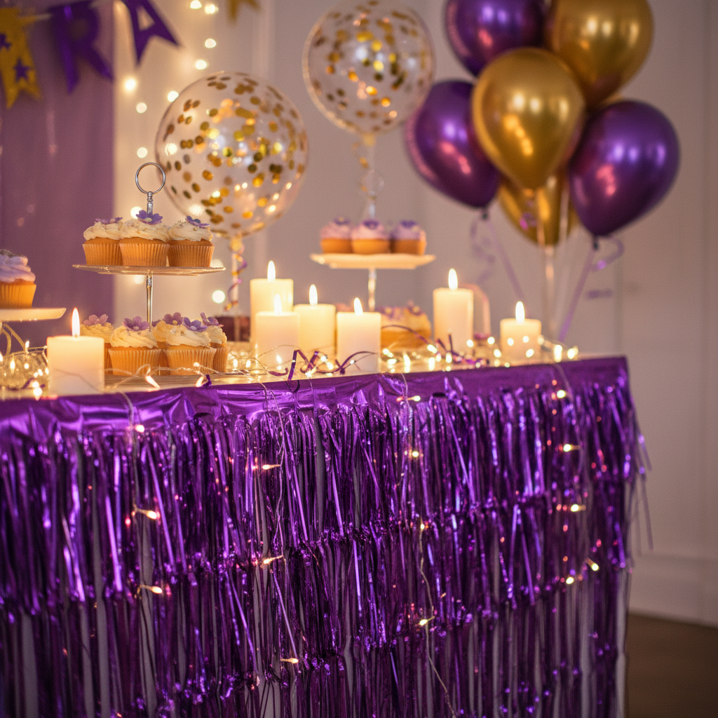 What Plain Streamers Cannot Do: High-Glamour Party Styling, Where Purple Tinsel Garland Ideas Take Over