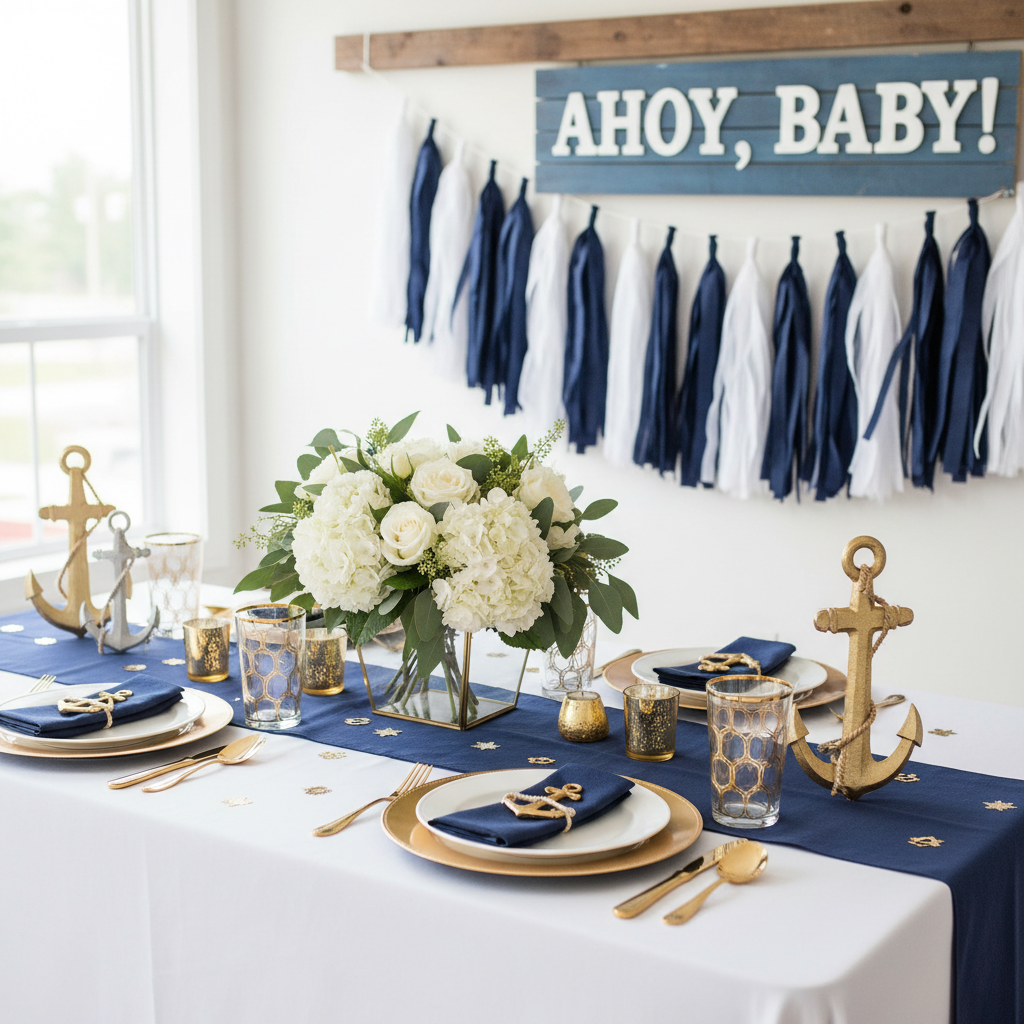 Navy Blue Nautical Baby Shower Decorations in Every Space: A Room-by-Room Guide to Effortless Seafaring Style