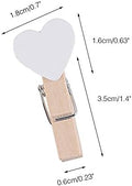 Mini Wooden Heart Clothespins 3.5 Cm with Spring Wooden, 100 Pcs – White