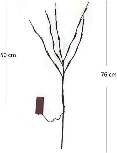 DK177 2 Pack Led Branch Light Battery Operated Lighted Branch Vase Filler Willow Tree Artificial Little Twig Power Golden 30 Inch 20 LED for Home Romantic Decoration (Gold-Warm White)