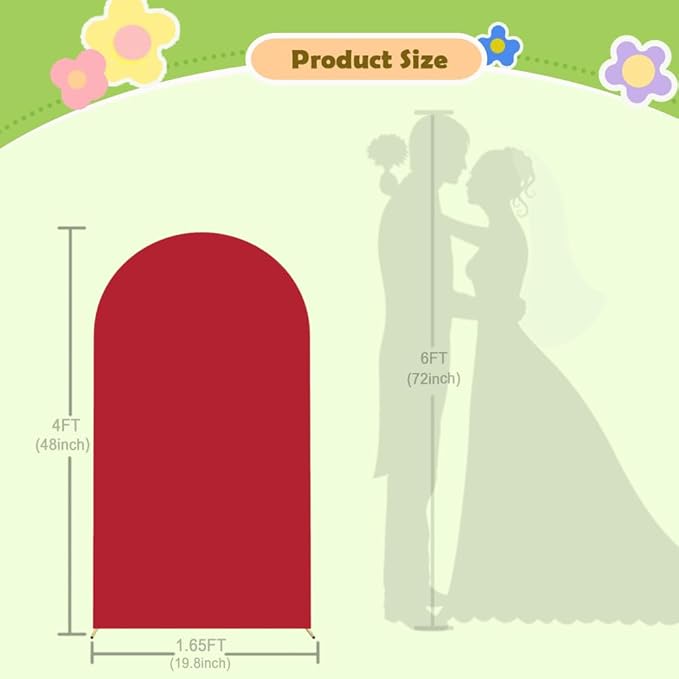 Red Arch Cover Wedding Arch Stand Covers 4FT Arched Backdrop Cover Spandex Arch Covers Stretchy Backdrop for Arches Wall Panels Chiara Back Drop Cover Baby Shower Balloon Party Decorations