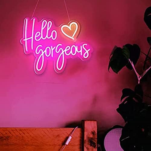 Lighted Neon Sign with USB Power, 17.7 x 13.8 Inch Yellow Heart Wall Decor