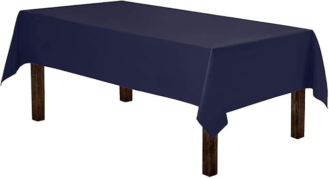 Gee Di Moda Rectangle Tablecloth - 60 x 84 Inch Navy Blue Table Cloth for 5 Foot Rectangle Table - Heavy Duty Washable Fabric - for 5 Ft Buffet Table, Holiday Party, Dinner, Wedding & Baby Shower