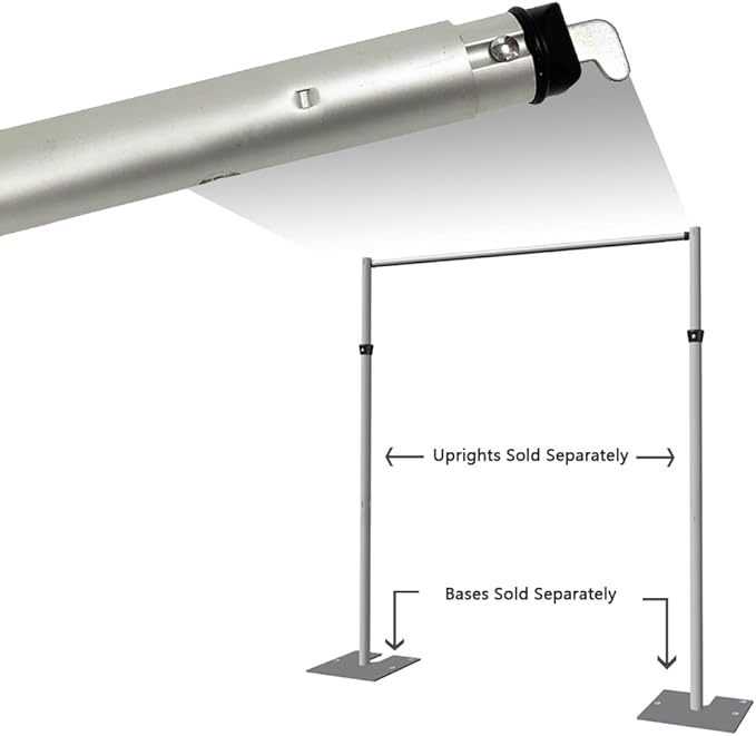 Portable Pipe and Drape Heavy Duty Backdrop Stand, ADJ Metal Frame and Heavy Metal Base for Wedding, Birthday Party, Photography Backdrop(1*Cross Bar7-12FT)