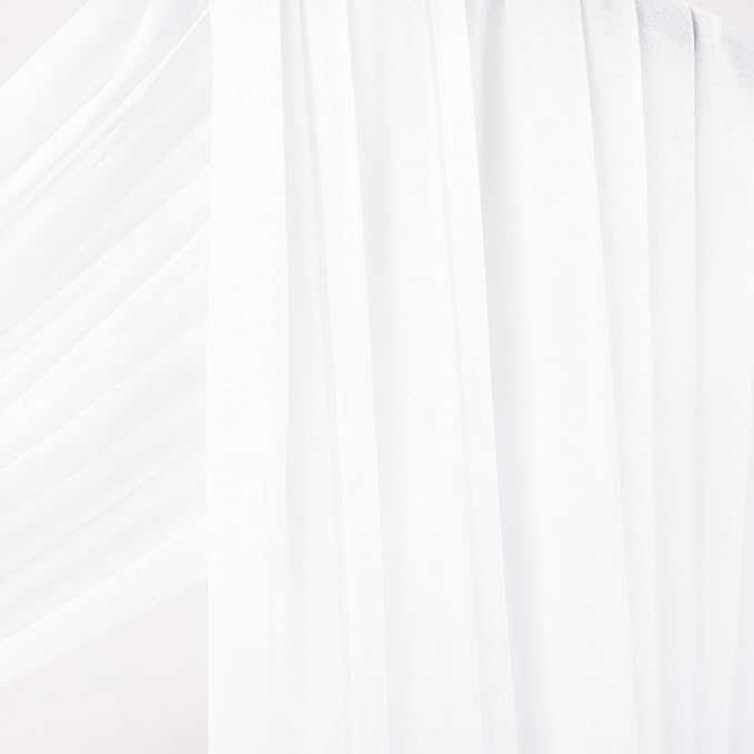 Outdoor Curtain Drapes, White Sheer Chiffon for Wedding Arches, 4 Panels