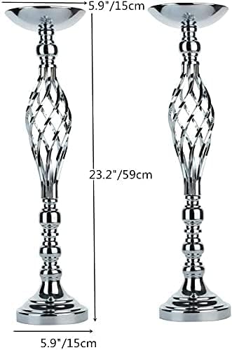 Vases: 10-Pack Silver Metal Twist Stands for Wedding Centerpieces