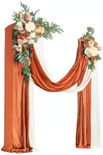 Artificial Flowers Wedding Arch Kit, Terracotta Orange Silk Set