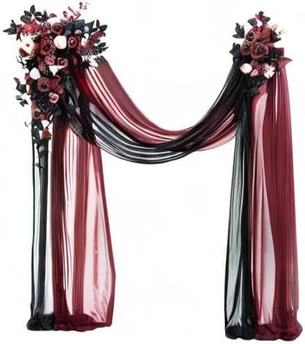 Artificial Flower Arch Decor Set in Black and Burgundy, 4-Piece