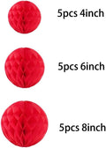 Honeycomb Balls Decorations 4'' 6'' 8'' Party Honeycomb Ball, 15pcs