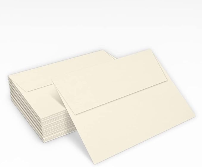 LUXPaper A7 Invitation Envelopes | Peel & Press | 5 1/4" x 7 1/4" | Natural | 80lb. Text | 30% Recycled | 50 Qty