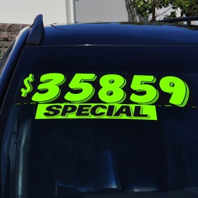 Ez-line Vinyl Windshield Stickers 3 Dozen 15 Inch Chartreuse Slogan Dealership Pro Pack for Car Lots (EZ115-Pack3)