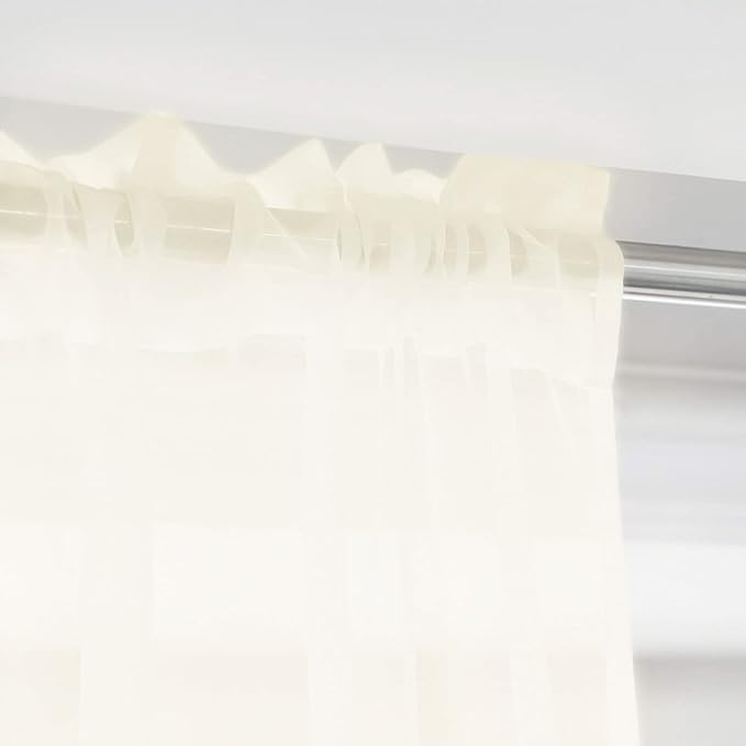 Window Ivory Sheer Curtains 90 Inches Long 2 Panels Sheer Curtain Basic Rod Pocket Panel for Bedroom Children Living Room Yard Kitchen