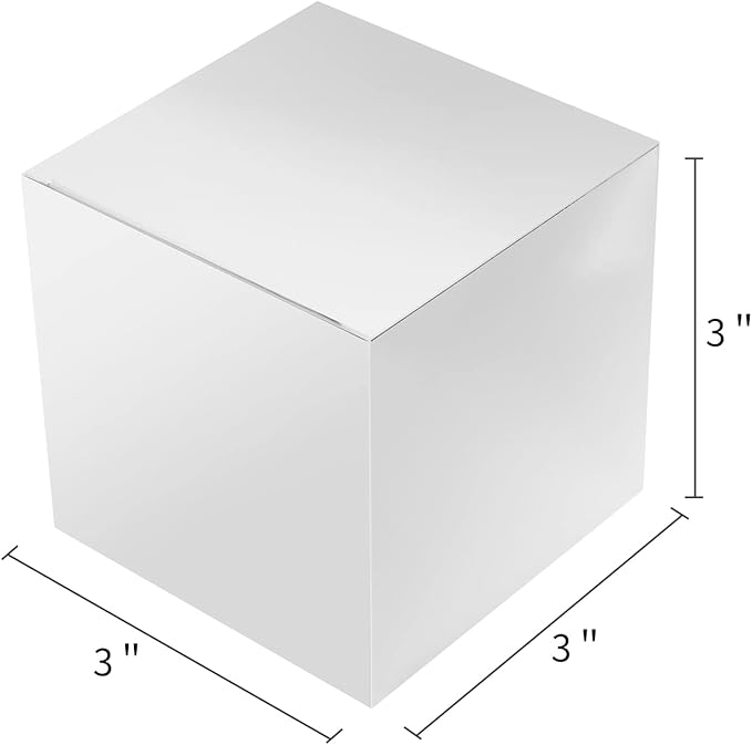 Gift Boxes with Lids, Silver 3x3x3 Inch Kraft Paper Favor Boxes, 50 Pack