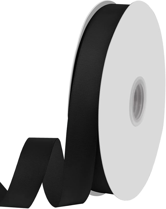 1" X 100 Yards Black Grosgrain Ribbon, Premium Grosgrain Ribbon for Sewing, Gift Wrapping, Bow Making, Wedding Decor, Wrapping and More (Black)