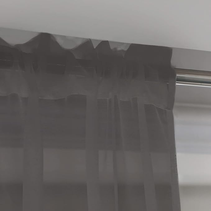Window Dark Gray Sheer Curtains 90 Inches Long 2 Panels Sheer Curtain Basic Rod Pocket Panel for Bedroom Children Living Room Yard Kitchen (Dark Gray, 52" W x 90" L | 2 pcs)