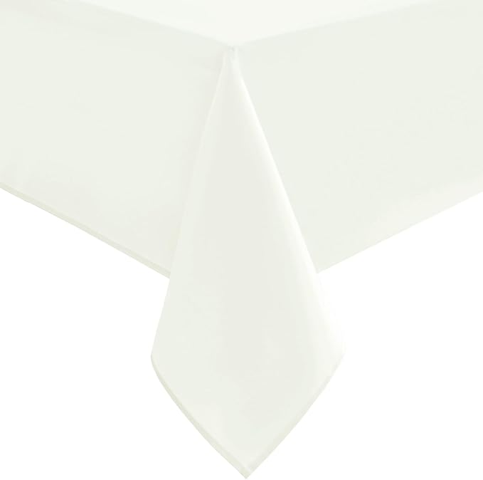 Hiasan Ivory Tablecloth for Rectangle Tables - Waterproof and Spillproof Washable Fabric Table Cloth for Dining Room Kitchen, 54 x 80 Inch