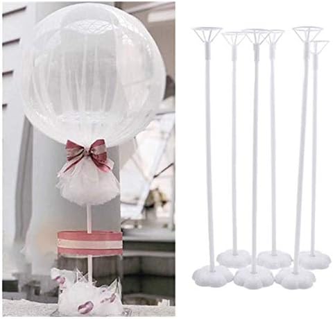 Balloon Stand Centerpieces, 15 Pack White 17 Inch Plastic Balloon Sticks