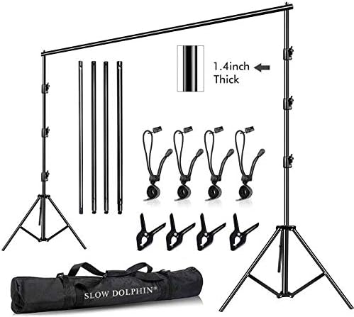 Background Stand Kit, Adjustable 10 ft Aluminum Supports, Black