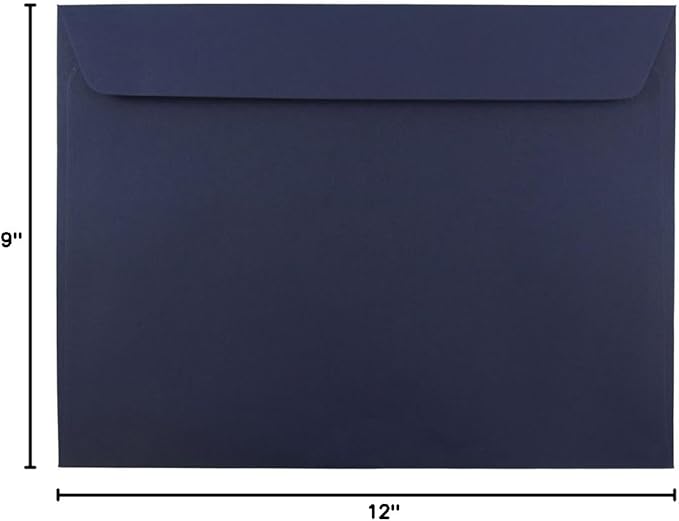 JAM PAPER 9 x 12 Booklet Premium Envelopes - Navy Blue - 50/Pack