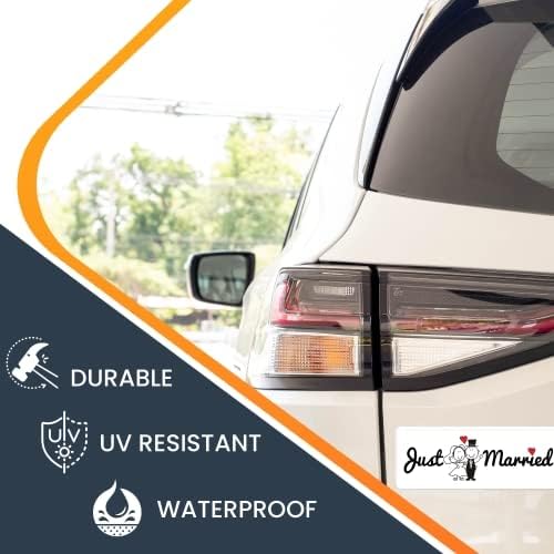 Magnet Me Up Just Married Magnet Decal, 3x8 Inches Heavy Duty Automotive Magnet for Car Truck SUV