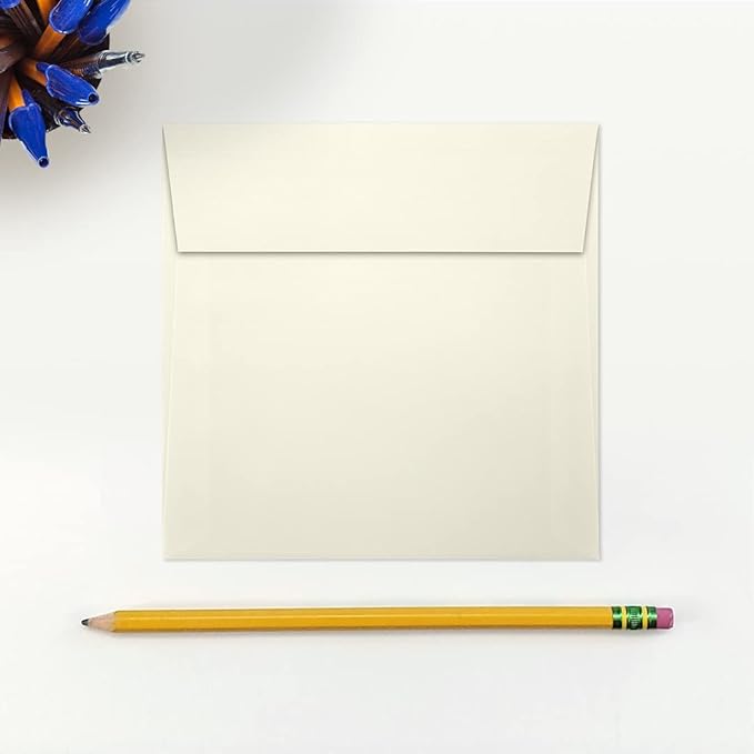LUXPaper Square Invitation Envelopes | Peel & Press | 5" x 5" | Natural Linen | 80lb. Text | 50 Qty