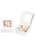 Cookie Boxes 6x6x3 Inches Easy Assemble Macaroon Pastry, 100pcs – White