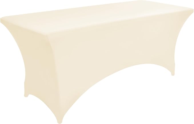 6-Pack 6ft Spandex Table Covers for Rectangle Standard Folding Tables - Wrinkle Resistant Stretch Tablecloths - Ultimate Fitted Table Protector for Parties, Trade Shows, Wedding