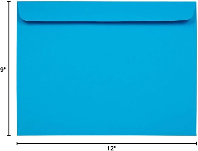 JAM PAPER 9 x 12 Booklet Colored Envelopes - Blue - Bulk 1000/Carton