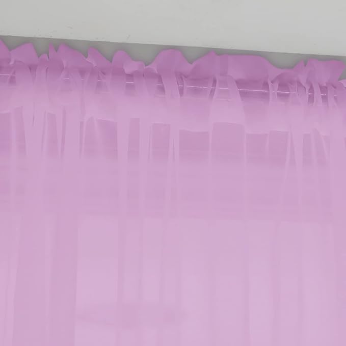Window Pink Sheer Curtains 108 Inches Long 2 Panels Sheer Curtain Basic Rod Pocket Panel for Bedroom Children Living Room Yard Kitchen (Pink, 52" W x 108" L | 2 pcs)