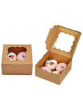 Kraft Cookie Boxes 6x6x3 Inches Easy Assemble Macaroon Pastry, 100pcs