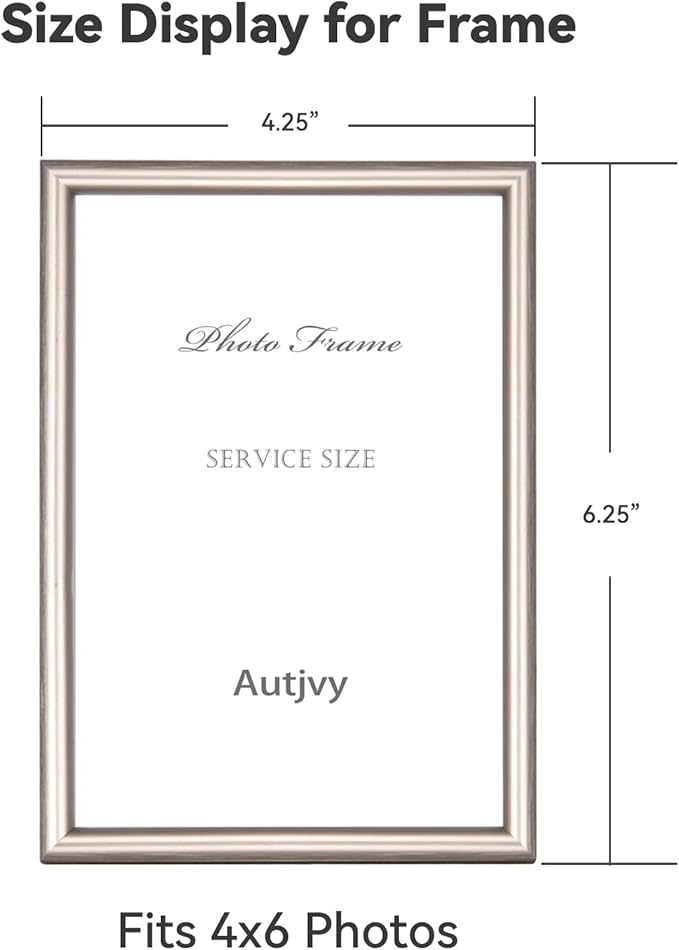 Tabletop Picture Frame, 4x6 Champagne Brushed Metal Wall Mount Frame