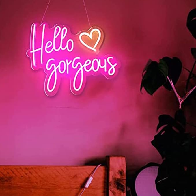 Lighted Neon Sign with USB Power, 17.7 x 13.8 Inch Yellow Heart Wall Decor