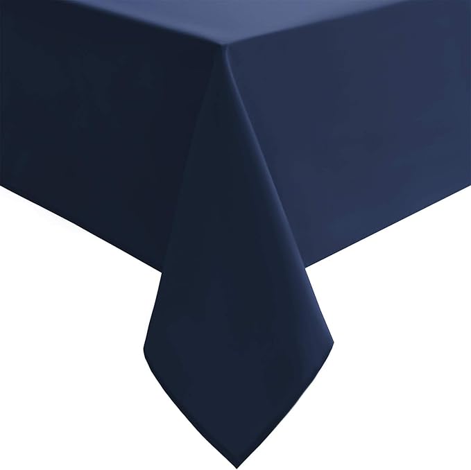 Hiasan Waterproof Tablecloth Rectangle - Washable Fabric Table Cloth for Dining Room Kitchen Birthday Party and Outdoor Use, Navy Blue, 70 x 90 Inch