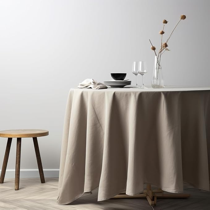 EVERLY 100% Pure Linen Round Tablecloths 70Inch Round Machine Washable Tablecloths for Thanksgiving,Decorative Halloween,Buffet Parties,Picnic,Events,Weddings and Restaurants-Natural Linen