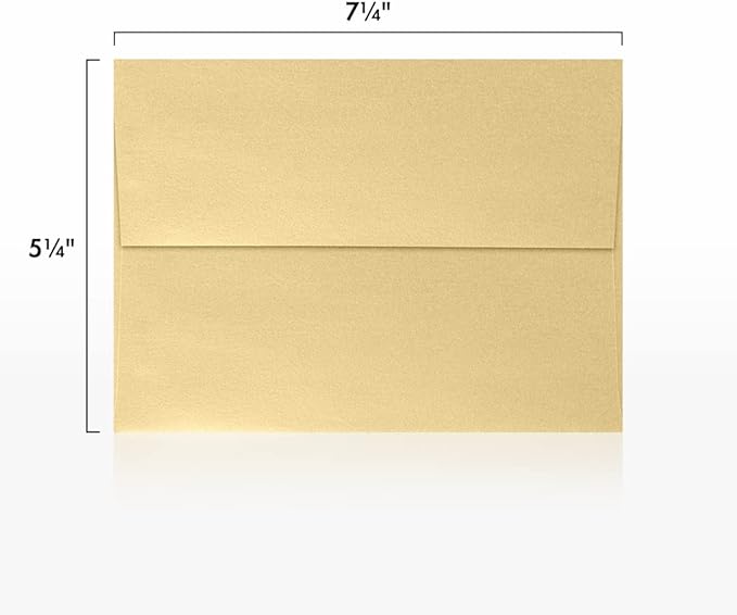 LUXPaper A7 Invitation Envelopes | Peel & Press | 5 1/4" x 7 1/4" | Blonde Metallic | 80lb. Text | 500 Qty