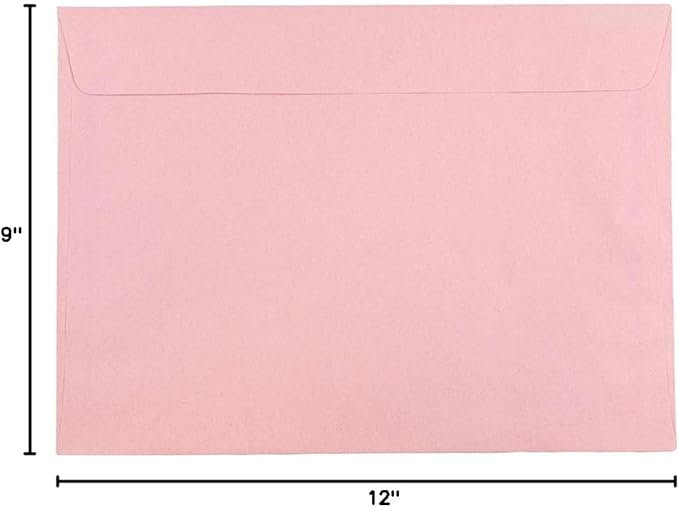 JAM PAPER 9 x 12 Booklet Premium Envelopes - Baby Pink Pastel - Bulk 250/Box