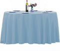 Ascoza 2pack 108 Inch Blue Mist Round Tablecloth in Washable Polyester Fabric for Wedding/Banquet/Restaurant/Parties