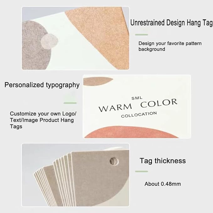200 Pcs Custom Hang Tags,Personalized Your Logo Photo and Text Design Price Tags Jewelry Labels (Gift Tag Rope)