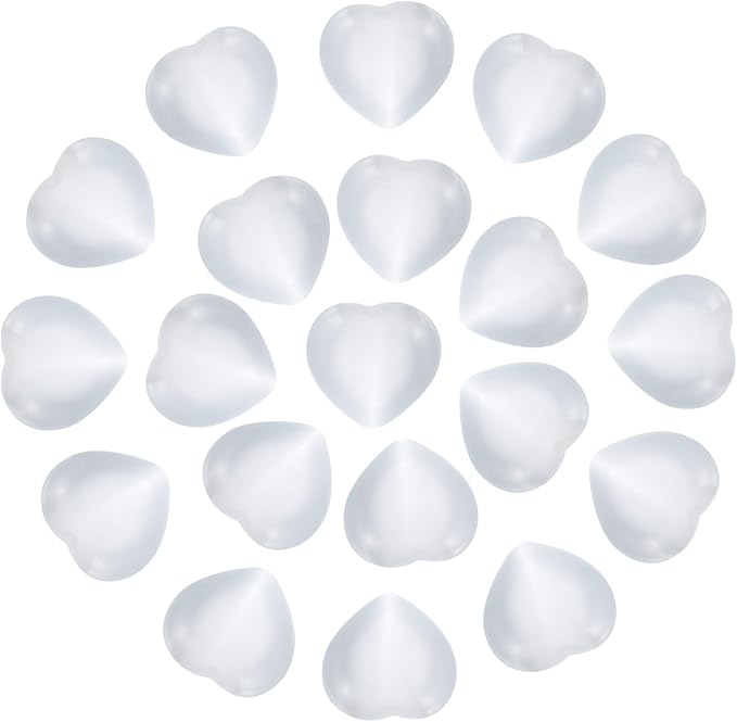 PATIKIL 20 Pcs Natural Heart Shaped Crystal Stone, 0.6 Inch Mini Polished Love Gemstone Crystal, Pocket Rock Engraved Worry Stones for Women Gifts Meditation, White