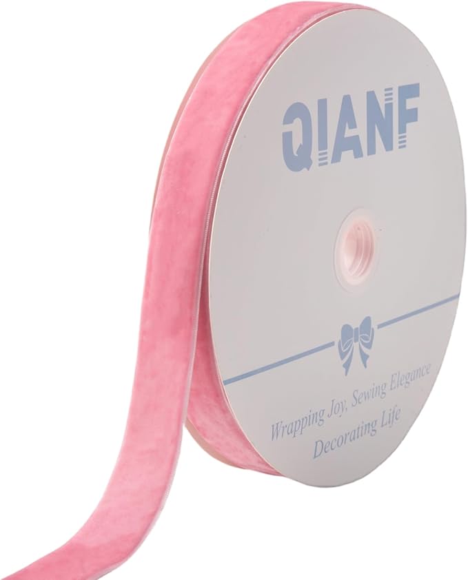 Ribbons: 1-Inch x 25-Yard Peach Pink Crushed Velvet Nylon Roll