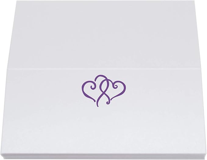 Linked Hearts Place Cards, Purple (Choose Color), Set of 60, Pre-cut and Scored - Wedding, Party, Dinner, and Special Events - Made in the USA