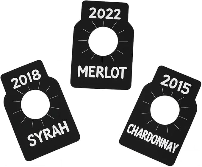 200 PCS Wine Bottle Tags –Paper Hanging Cellar Labels for Bottle Neck, Double-Sided Writable Gift Tags for Wine Racks, Champagne & Homebrew Organization (Black)