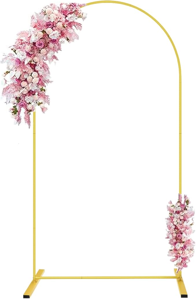Arch Backdrop Stand, Golden Aluminum Frame, 6 Ft Tall for Events