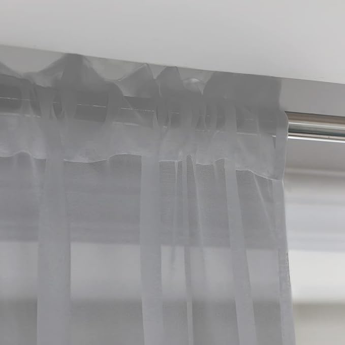 L&TEC Window Gray Sheer Curtains 63 Inches Long 2 Panels Sheer Curtain Basic Rod Pocket Panel for Bedroom Children Living Room Yard Kitchen