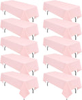 10 Pack Pink Tablecloths for 6ft Rectangle Tables 60 x 102 Inch - Polyester Table Cover Stain and Wrinkle Resistant Washable Fabric Table Clothes for Wedding Party Banquet Reception Restaurant