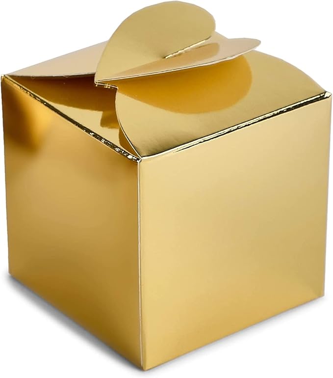 Party Favor Boxes, Gold Polka Dot, 2.5-Inch, 100 Count